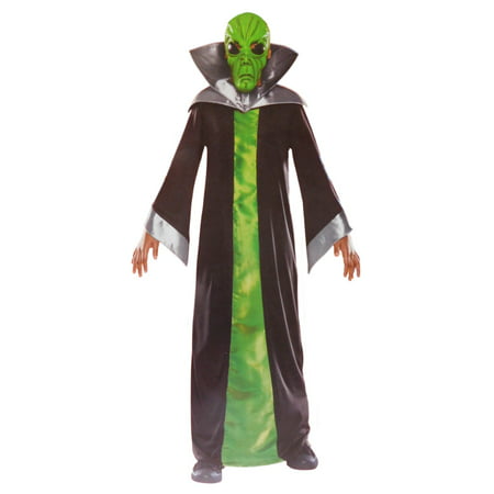 Boys Spaced Out Alien Halloween Costume Mask, Collar & Robe