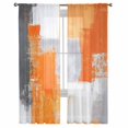 thumbnail image 2 of Burnt Orange Grey Semi Sheer Curtains 63 Inch Length 2 Panels Set, Modern Oil Painted Abstract Art Sheer Kitchen Curtain Privacy Voile Window Curtain for Living Room Bedroom Rod Pocket Drapes, 2 of 7