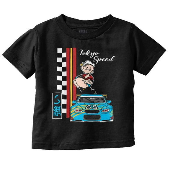 Popeye Kanji Tokyo Speed Racecar Toddler Boy Girl T Shirt Infant Toddler Brisco Brands 6M