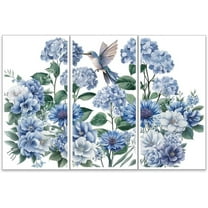 1 Set 3pcs/Set Blue Flowers Rub on Transfers for Furniture and Crafts 6x12 inch Hydrangea Hummingbird Furniture Decals Chrysanthemums Transfer Stickers Rub on Decals for Wood Furniture Home Decor