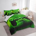 thumbnail image 3 of Erosebridal Game Gaming Bed in a Bag Twin Size,Green Gamepad Bed Set,Geometry Hexagon Bedding Twin Size For Teens,Ultra Soft Room Decoration Reversible,7 Pieces, 3 of 6