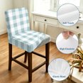 thumbnail image 4 of Aqua White Buffalo Check Bar Stool Cover Set of 2, Farmhouse Plaid Modern Geometric Stretch Bar Chair Cover, Removable Washable Pub Counter Stool Chair Slipcover for Kitchen Dining Room Pub Cafe, 4 of 9