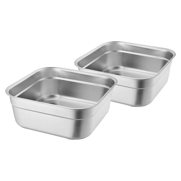 WHAMVOX 2pcs Stainless Steel Washbasins Multi-Purpose Dishpan For Kitchen Sink Ideal For Washing Vegetables Dishes Robust Long Lasting