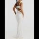 thumbnail image 4 of Conjunto de 2 Piezas para Mujer, Sexy, , de Verano, con Top Fruncido y Espalda Descubierta, y Falda con Aberturas, Vestido de Noche. M, 4 of 8