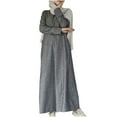thumbnail image 2 of Sakmal Womens Dresses Maxi Dresses Loose Casual Cotton and Linen Striped Long Sleeve Ladies Dresses Plus Size, 2 of 8
