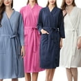 thumbnail image 3 of braveheart Peignoir de Bain Femme Absorption d'Eau Robe de Maison Unie Robe de Nuit Peignoir Gaufré Robe de Spa Robe de Maison Chemise de Nuit, 3 of 9