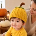 thumbnail image 7 of Baby Halloween Pumpkin Beanie Warm Knit Hat Cuffed Soft Skull Cap for Fall Winter Festive Parties and Cold Weather Wear for Infants Toddlers and Kids Yellow One Size, 7 of 7
