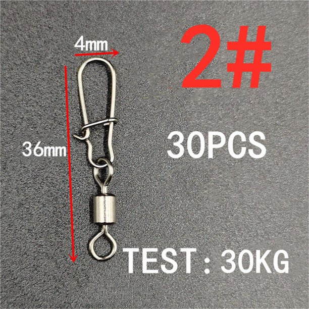 Conector de pesca giratorio de acero inoxidable, Pin de enclavamiento, señuelo de anzuelo, accesorios de pesca, 30 unidades por lote