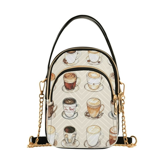 ALAZA Chain Crossbody Bags for Women Coffee Lover Shoulder Handbag Phone Purse