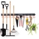 thumbnail image 1 of Organizador de garaje, sistema de almacenamiento ajustable de 64 pulgadas con 16 ganchos, 4 rieles, almacenamiento de herramientas, montaje en pared, puerta de almacenamiento de jardín, fregona,, 1 of 5