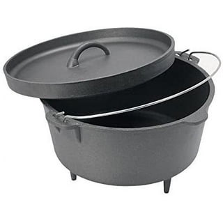 Lodge Deep Camp Dutch Oven, 8 Quart & Camp Dutch Oven Lid Lifter. Black 9  MM Bar Stock for Lifting and Carrying Dutch Ovens. (Black Finish)