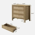 thumbnail image 3 of Surmoby 26.78" Wide Storage Boho Nightstand Set of 2 with 3 Drawers - Oversized Coastal Bedside Tables for Bedroom, Enterway & Living Room, Gold Handle Farmhouse Night Stands, ,Cherry Oak, 3 of 11