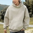 thumbnail image 6 of HXWCHs Men's Big & Tall Hoodie Men's Heavyweight Lined Pullover Hoodie Solid Color Casual Streetwear Basic Comfortable Hooded Sweatshirt Khaki XXL, 6 of 7