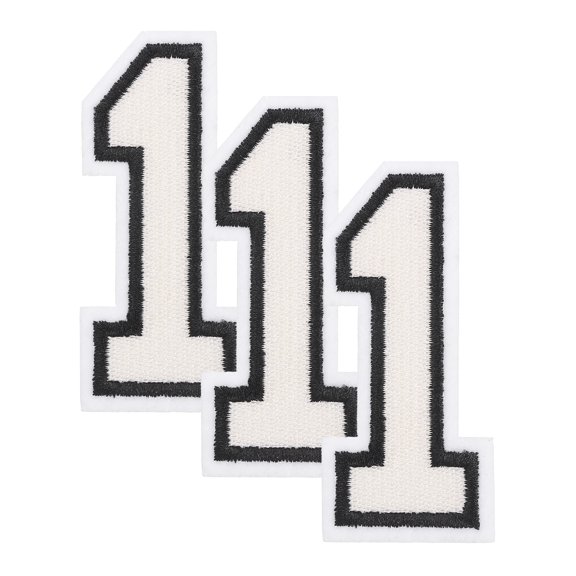 Uxcell 3 Pcs Iron on Number Patches, 3 Inch Embroidered Patches Numbers 0-9 Applique for Clothes, Shirts, Hat, Backpacks, Jeans, DIY Accessories(Number 1, White)