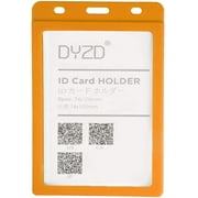 DYZD ID Card Holder Plastic Badge Holders ID Holder with Lanyards ID Badge Card Holder Pack of 2 (Orange,Badge Holders)