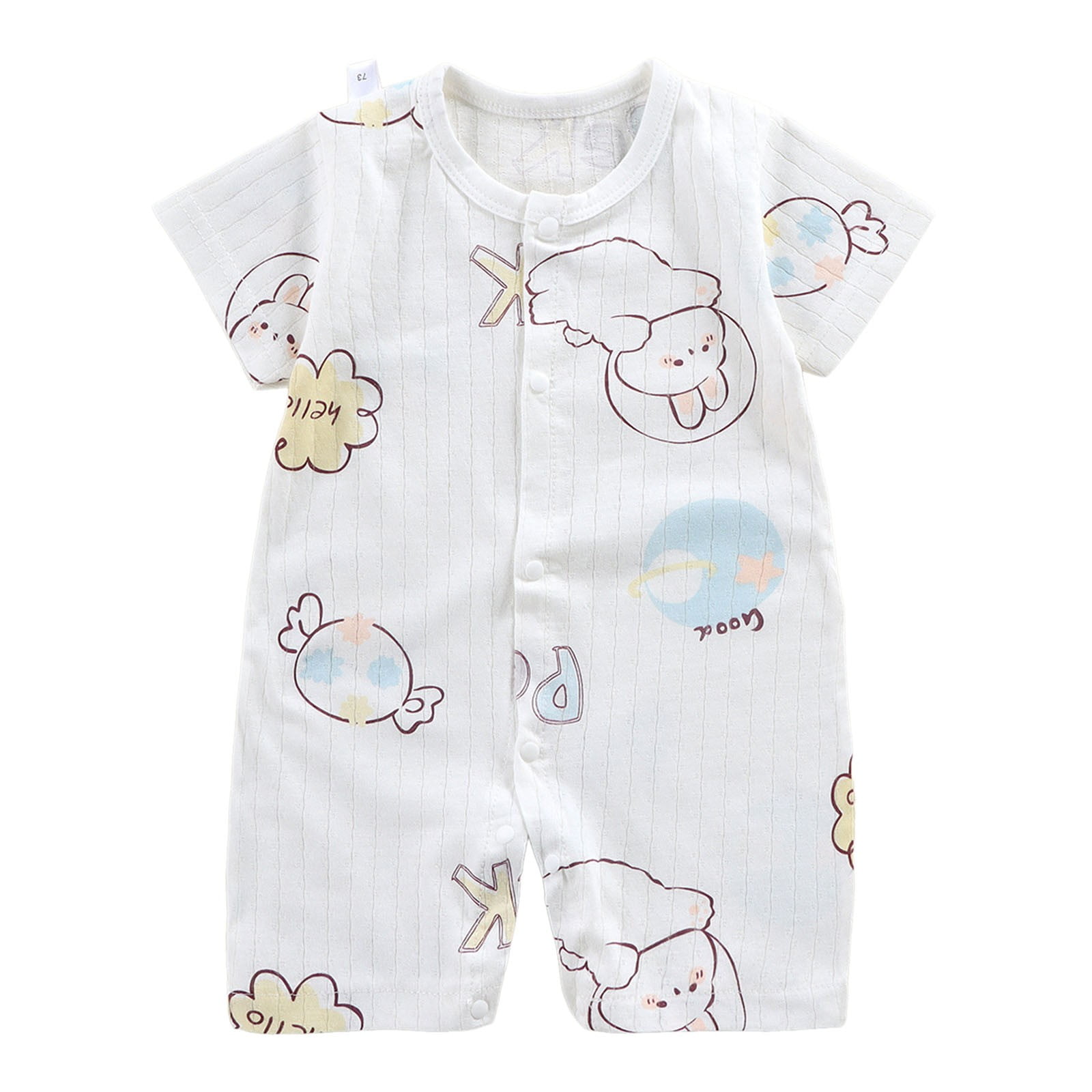 Karoyedx Toddler Boy Rompers Cotton Baby Romper for Boys & Girls Short Sleeve Jumpsuit Soft & Breathable Summer Outfit Newborns Beige Size,18-24 Months