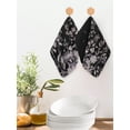 thumbnail image 2 of Black Botanical Kitchen Dish Towels for Drying Dishes Set of 2, Dragonfly Flower Leaf Retro Style Waffle Weave Microfiber Hand Tea Bathroom Towels Quick Dry & Absorbent Towel 12x12, 2 of 7
