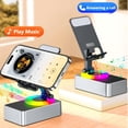 thumbnail image 3 of Wireless Induction Audio Bluetooth Speaker, 2024 Upgraded Wireless Cell Phone Stand with Induction Speaker/Power Bank/Atmosphere Light, with Colorful Ambient Light 300° Foldable (2Pcs-Black), 3 of 10