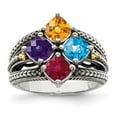 thumbnail image 2 of Finest GoldQMR11-4-7 Sterling Silver & 14K Four Tone Mounting Mother Ring, Two-Tone - Size 7, 2 of 5