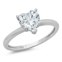 1.25 ct Heart Cut Natural Aquamarine Solitaire 18K White Gold Womens Engagement Ring