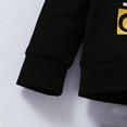 thumbnail image 2 of Kucnuzki 2T Toddler Boy Fall-Winter Outfits Pants Sets 3T Toddler Boy Long Sleeve Letter Prints Hooded Tops Elastic Denim Pants 2PCS Set Black, 2 of 8