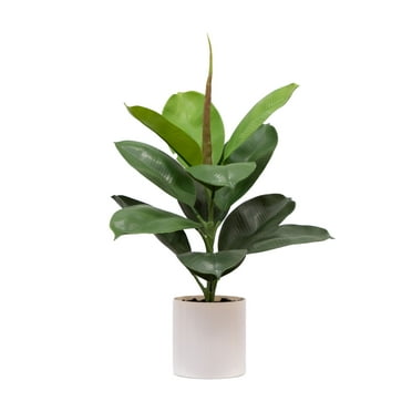 Mainstays 20"H Artificial Indoor Fiddle Leaf Fig Plant in Plastic Vanilla Planter