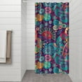 thumbnail image 3 of Small Stall Narrow Shower Curtain 36"W x 72"L – Tropical Bohemian Leaves, Mid-Century Abstract Boho Botanical Bathroom Decor, Vintage Floral Palm Leaf Pattern, Rustic Tribal Folk Style, 3 of 5