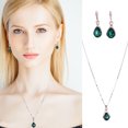 thumbnail image 2 of SIfdSeng Ensemble de Boucles d'Oreilles Collier en Forme de Goutte Incrusté de Vert pour Femmes, 2 of 9