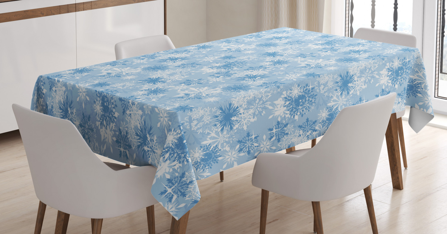Snowflake Tablecloth, Winter Holiday Illustration Christmas Snowflakes