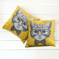 thumbnail image 2 of Ambesonne Animal Throw Pillow Cover 2 Pack, Hipster Kitten Cat, 18", Mustard Grey, 2 of 6
