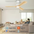 thumbnail image 2 of 52 Inch Light Wood Smart Ceiling Fans with Lights Remote,Voice Control via WIFI Alexa App,Dimmable,for Bedroom Patio Porch, 2 of 6