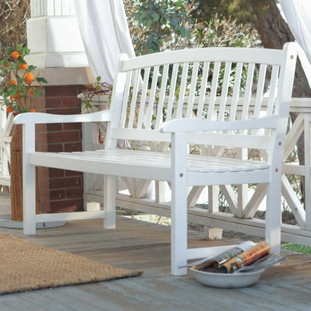 C Coast Pleasant Bay Curved Slat Back Outdoor Wood Bench White C Coast Pleasant Bay Curved Slat Back Outdoor Wood Bench White