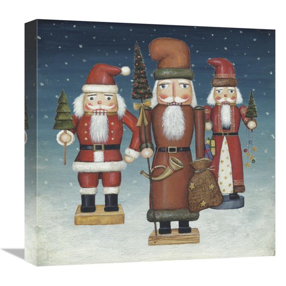 Global Gallery's 'Santa Nutcrackers Snow' by David Carter Brown Stretched Canvas Wall Art
