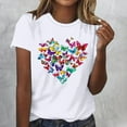 thumbnail image 2 of Womens Short Sleeve T-Shirts Polyester Casual Sunflower Butterflies Printed Graphic Base Tee Shirt Summer Tops (XL, White 01), 2 of 4