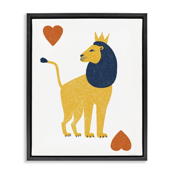 Lion & Hearts Card Black Framed Floater Canvas Wall Art, design by Svetlana Aleynikova
