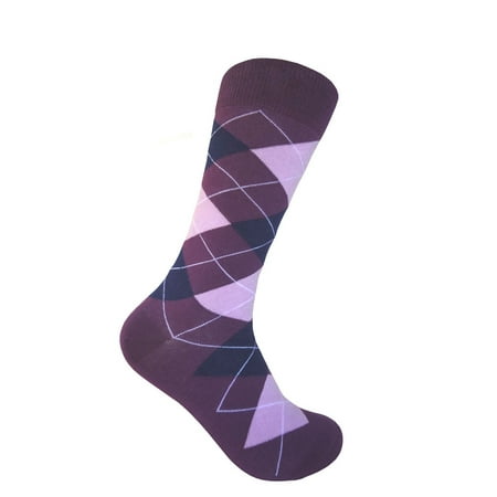 

Junior Ring Bearer Boy s Argyle Plaid Scottish Tartan Socks In Purple with Navy and Lavender Color