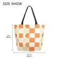 thumbnail image 5 of FORMRS Womens Canvas Tote Bag with Zipper Inner Pocket Shoulder Handbag, Orange Checkered Pattern, 5 of 7