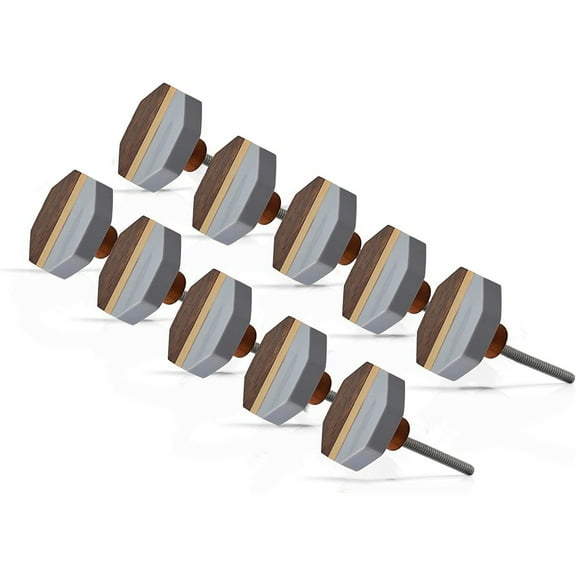 Mascot Hardware Handcrafted Wooden Resin Cabinet  Knob For Dresser Drawer - Pack of 10 Style 4