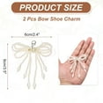 thumbnail image 2 of 2 Pcs Pearl Bow Shoe Charm for Sneakers Tassel Bowknot Shoes Decoration Buckle Pearl Beaded Chain for DIY Dress Shoelace Accessories Gift Jewelry Clothes, Beige, 2 of 6