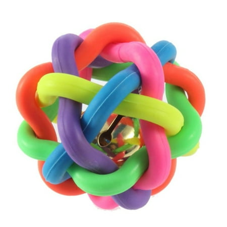Colorful Pet Dog Cat Ball Toy Rubber Round Ball With Small Bell Toy Pet Dog Chewing Ball