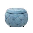 thumbnail image 6 of Round Ottoman, Burlap Upholstered Footrest Stool, Modern Round Vanity Stool Ottoman Foot Stool Pouffe Footstool Support 330lbs Padded Seat for Living Room & Bedroom, Blue, 6 of 9