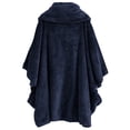 thumbnail image 3 of Xuanfei Women 3/4 Sleeve Pocketed Solid Color Irregular Thick Warm Fuzzy Outwear, 3 of 3