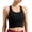 Black, variant on Womens Crop Tops Crew Neck Wide Straps Ribbed Fabric Built in Pads Cropped Length Stretchy Breathable Slim Fit Tank Tops