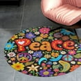 thumbnail image 3 of Peace Floral Hippie Pattern Round Area Rugs for Bedroom Living Room, 5FT Soft Comfy Indoor Circle Carpets, Carpet Home Decor Floor Mat, 3 of 6