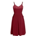 thumbnail image 5 of Patlollav Dresses for Womens Summer Seaside Sling Sleeveless V-Neck Solid Color Casual Dress, 5 of 6