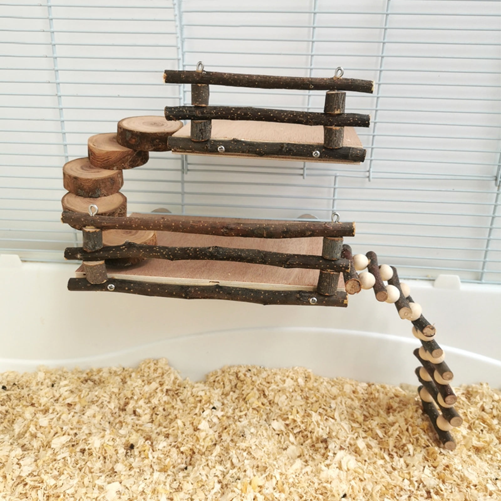 BQBQERT Hamster Wood Platform Small Animal Climbing Ladder Bridge Set for Dwarf Hamsters Sugar Gliders