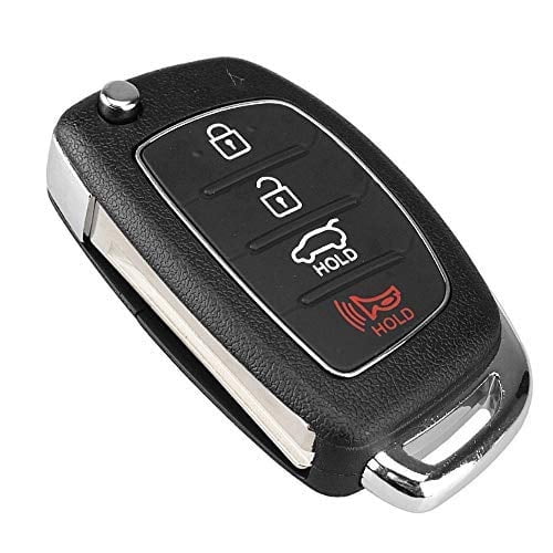 Remote Key Case Fob 4 Button Flip Folding Car Key Cover Shell for Hyundai Mistra HB20 Santa FE IX35 IX45 Accent I40 Solaris (Black Plastic)