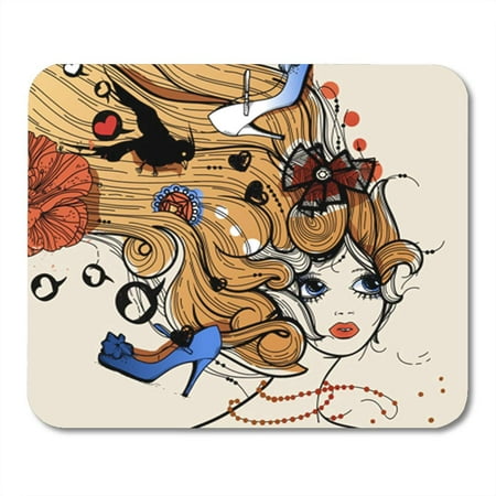 KDAGR Woman of Pretty Girl Fantasy Richly Decorated Haircut Vintage Look Mousepad Mouse Pad Mouse Mat 9x10