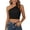 Black, variant on uvwlwu Women's One-Shoulder Ruched Crop Top Sleeveless Slim-Fit Casual Going-Out Camisole,S