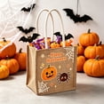 thumbnail image 6 of Sahpxhe Halloween Jute Trick-Or-Treat Bag,Linen Candy Tote with Soft Handles,Pumpkin Spider Print Gift Bags,Sturdy for Party Favors Storage,7.8x7.8x5.1in Multicolor-A, 6 of 6